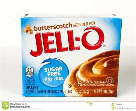 Caixa De Jello Sugar Free Butterscotch Pudding Mix Imagem Editorial ...