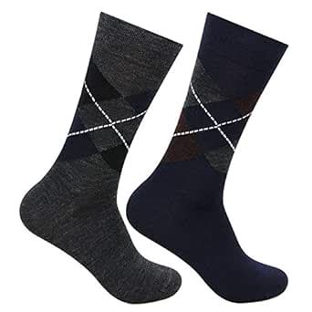 Buy Bonjour Men's Woollen Argyle Crew Socks (Multicolour, Free Size ...