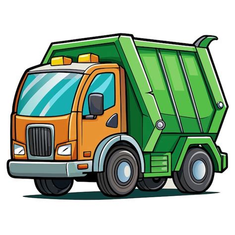 Cartoon garbage truck vector icon for ecofriendly waste management ...