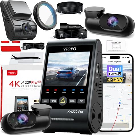 VIOFO A229 PRO 3CH HDR wideorejestrator przód 4K + tył 2K + wnętrze 1080p 6972147073305 za 1337 ...