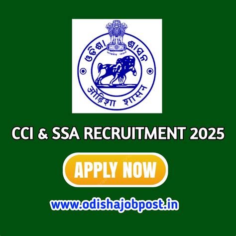 Odisha CCI & SAA Recruitment 2025 - 8th, 10th & Graduation Pass Apply ...