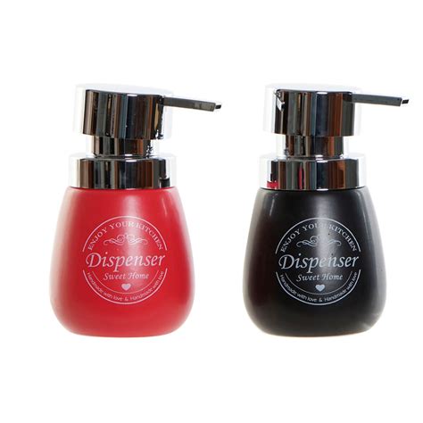 Distributeur de Savon DKD Home Decor Cuisine Rouge Noir Dolomite (2 ...