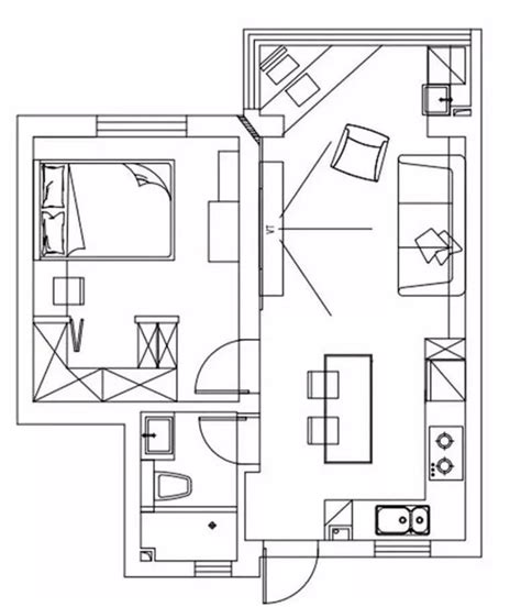 48平的简约风小户型公寓，简单的黑白灰也能很时尚_客厅