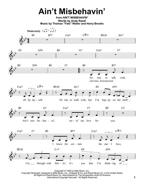 Ain't Misbehavin' by Thomas "Fats" Waller Sheet Music for Pro Vocal at ...
