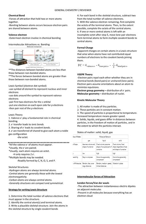 General Chemistry 2 Reviewer - Chemical Bond -Forces of attraction that ...
