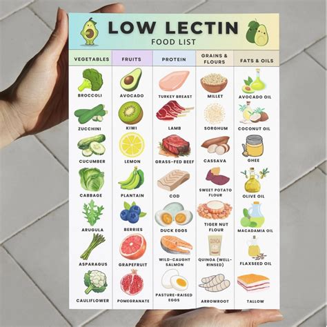 Low Lectin Food Chart Printable, Lectin-free Foods With Images, Low Lectin Grocery List, Lectin ...