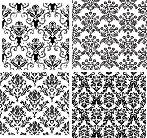 Damask Seamless Vector Backgrounds Set, Wallpaper, Silk, Ornamental ...