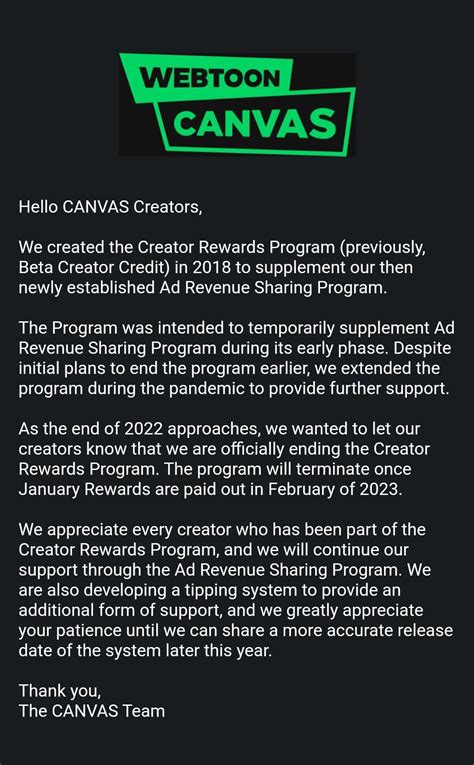 Webtoon canvas removing creator rewards program : r/WebtoonCanvas