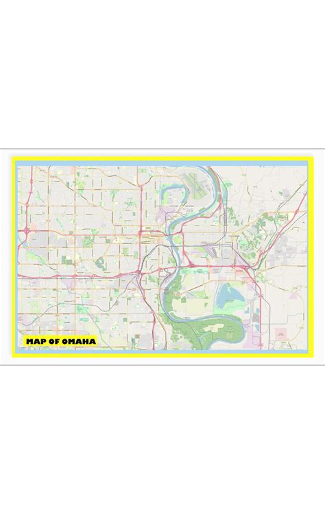 Map of Omaha with Neighborhoods, Streets, Roads, Highways and Parks - Laminated Wall Map Poster ...