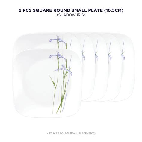 Corelle Asia Square Round Shadow Iris 17cm Small Plate - Pack of 6 ...