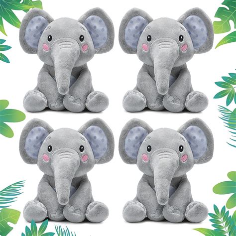 Amazon.com: Libima 4 Pcs Small Elephant Stuffed Animals Bulk 6 Inch Cute Grey Elephant Plush ...