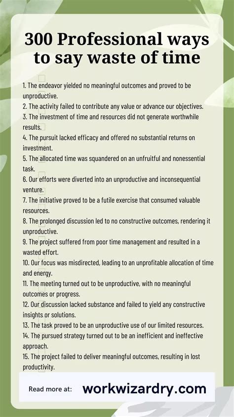 How to say waste of time professionally 375 examples with meaning ...
