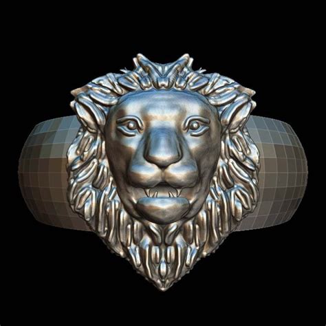 King Lion Head 3D Model Ring