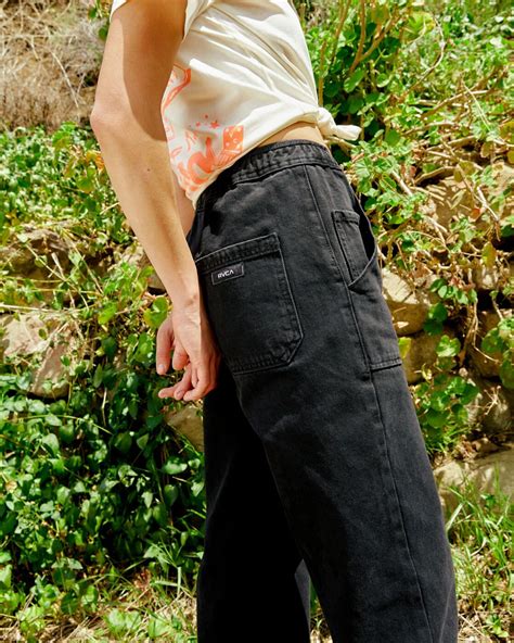 Scrunchie Denim Pants - Vintage Black | Work pants women, Denim pants ...