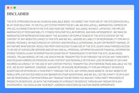 Liability Disclaimer Examples 的图像结果