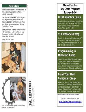 Fillable Online camps mainerobotics LEGO Robotics Camp We offer the ...