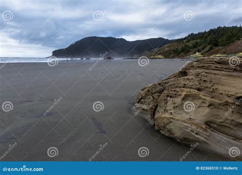 Lone beach in Oregon stock photo. Image of clouds, people - 82368310