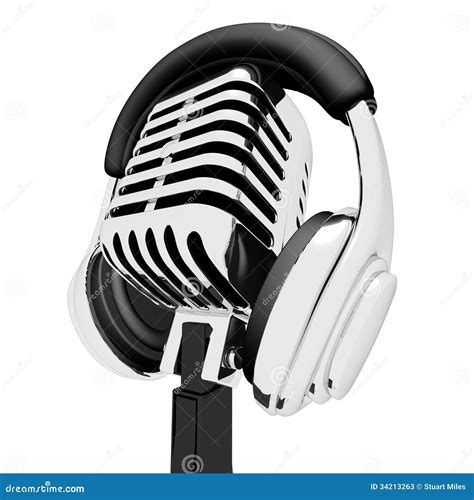 Mic and Headphones Shows Recording Studio or Record Stock Illustration ...