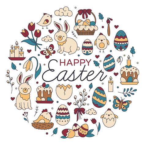 Kreisförmiger Satz der glücklichen Ostern der Ikonen in der ...