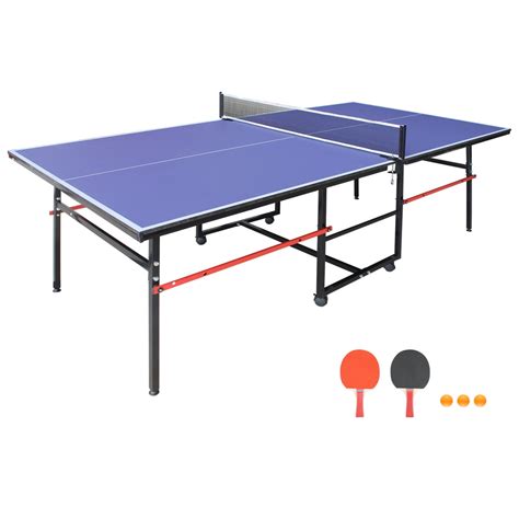 8ft Mid-Size Table Tennis Table with Net Set, Foldable Ping Pong Table ...