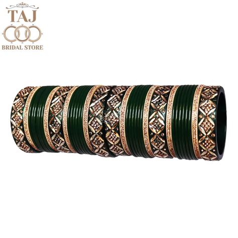 Premium Lac Bridal Bangles Set in Latest Kundan and Rhinestones Design ...
