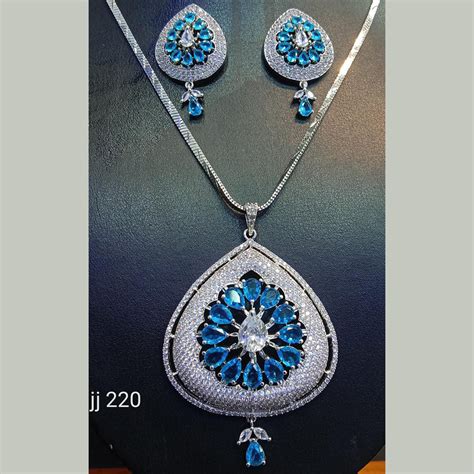 Jain Jewellers Silver Plated AD Stone Chain Pendant Set – JewelEMarket