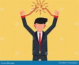 Confident and Angry Business Man Breaking Chain Shackle Handcuffs ...