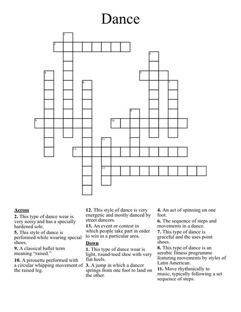 French Folk Dance Crossword - prntbl.concejomunicipaldechinu.gov.co