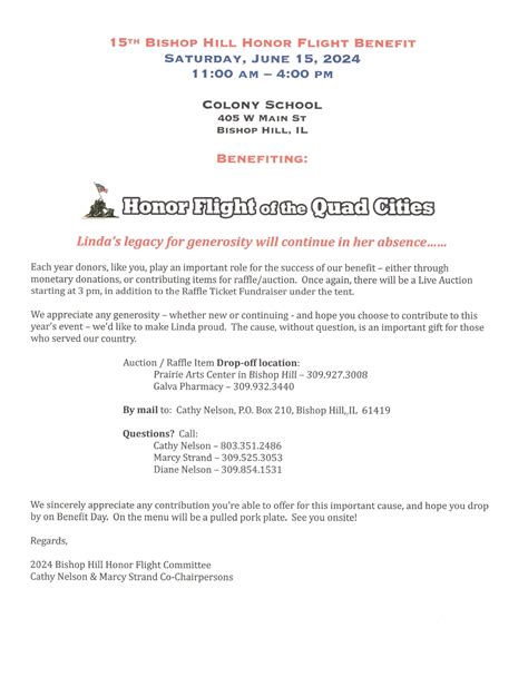 » 2024 Bishop Hill Honor Flight Benefit Information Bishop Hill Heritage