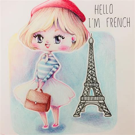 Hello I’m French illustration #hello #french #frenchgirl #francaise #girl #drawing #illustration ...