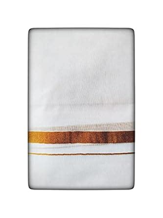 Buy Men's Gold Zari Border Combed 100% Cotton Double White Dhoti | 3 ...
