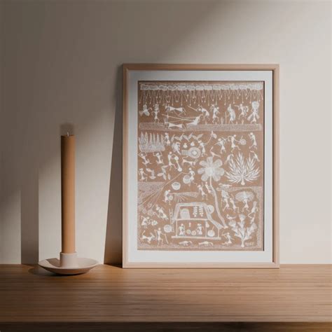 Warli Painting Village Scene - 15x18 – Eyaas