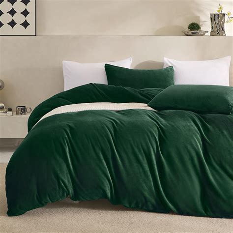 JELLYMONI Emerald Green Velvet Duvet Cover Queen Size - Ultra Soft ...