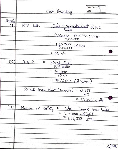 You are required to compute P/V Ratio, B.E.P and Margin of Safety from the following data :Sales ...
