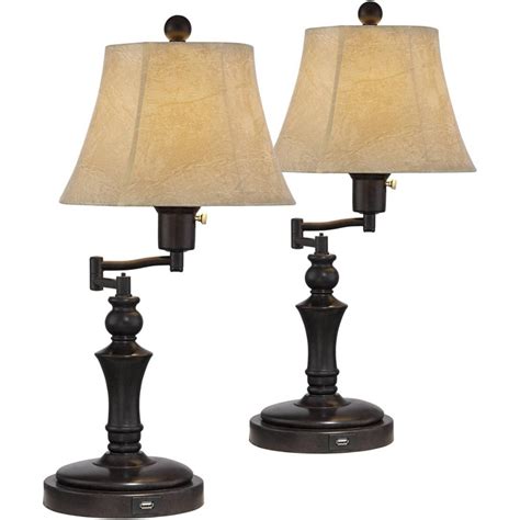 Buy Regency Hill Traditional Swing Arm Desk Table Lamps 21.75 High Set ...