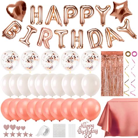 BUBZEE Rose Gold Birthday Party Decorations for Boys & Girls – Complete ...