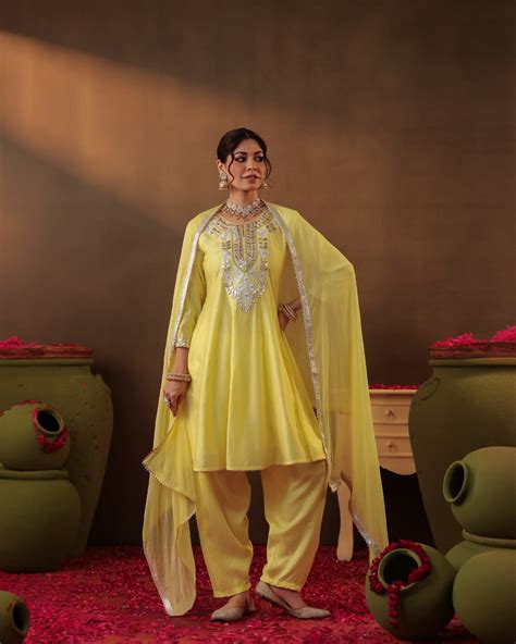 Gotta Work Chandani Anarkali Set in Lemon Yellow | Parrii – Parrii.Inc