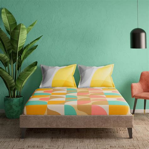 Buy PORTICO Cadence Cotton 152TC Printed 3Pcs Super King Bedsheet Set ...