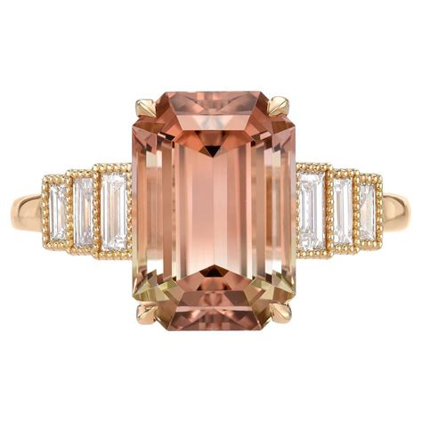 5.01 Carat Handmade Emerald Cut Pink Tourmaline Diamond Rose Gold ...