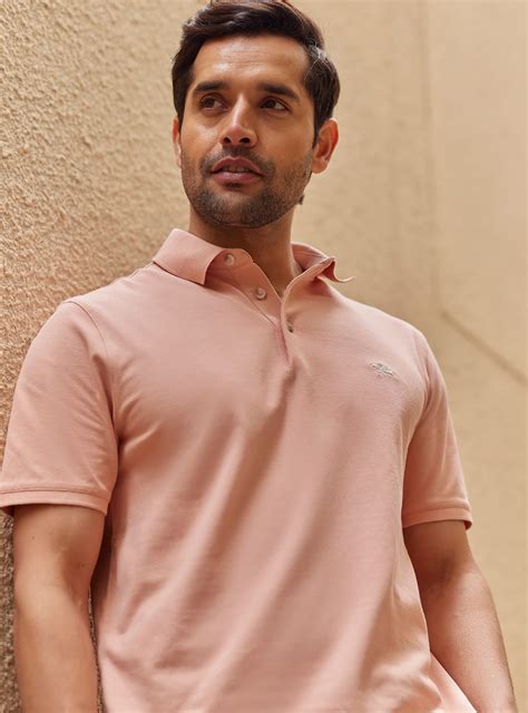 Buy Millenial Pink Polo | Casual Pink Solid Polo for Men Online | Andamen