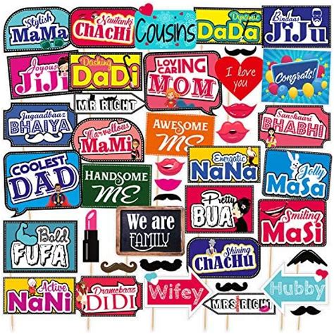 SYGA All Occasion Indian Family Photo Booth Party Props Craft Item for ...