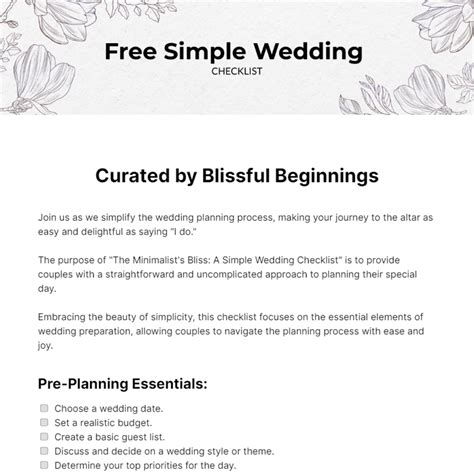 Free Wedding Checklist Templates, Editable and Printable