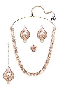 Buy ZAVERI PEARLS Gold Tone Sparkling Austrian Diamond Long Bridal ...