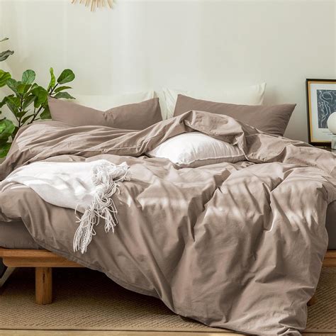 Amazon.com: MooMee Bedding Duvet Cover Set 100% Washed Cotton Linen ...