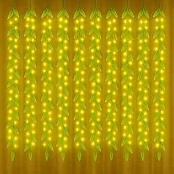 Buy Gesto Artificial Leaf Curtain LED String Lights – Warm White Fairy ...