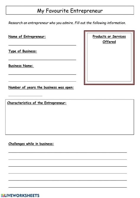 Entrepreneur High School Worksheets 的图像结果