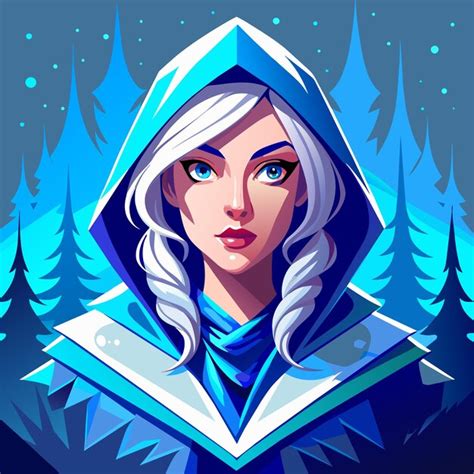 Frost mage woman hand drawn flat stylish cartoon sticker icon concept ...