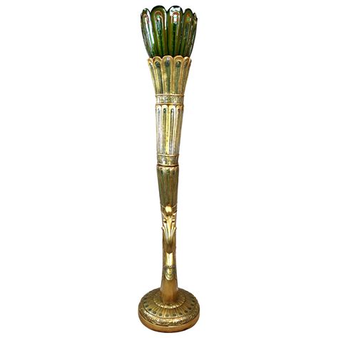 Design Toscano Art Deco Peacock Floor Lamp Statue, 70 Inch, Faux Gold