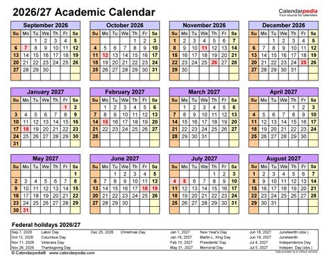 Montclair Academic Calendar 2026 - Printable Calendar