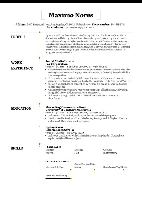 Social Media Intern Job Description Resume at Loren Bona blog